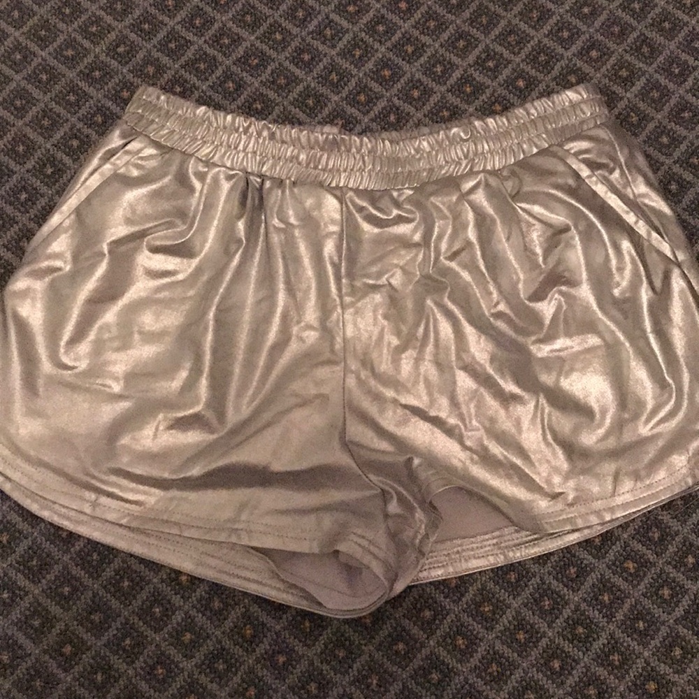 Sliver latex shorts
